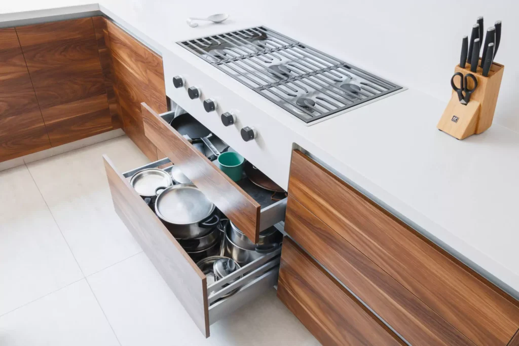 Modern kitchen with central island designed by Vitelier at Santa Anita, Colonia Lomas Hipódromo, Mexico City.