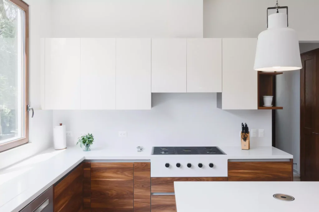 Modern kitchen with central island designed by Vitelier at Santa Anita, Colonia Lomas Hipódromo, Mexico City.