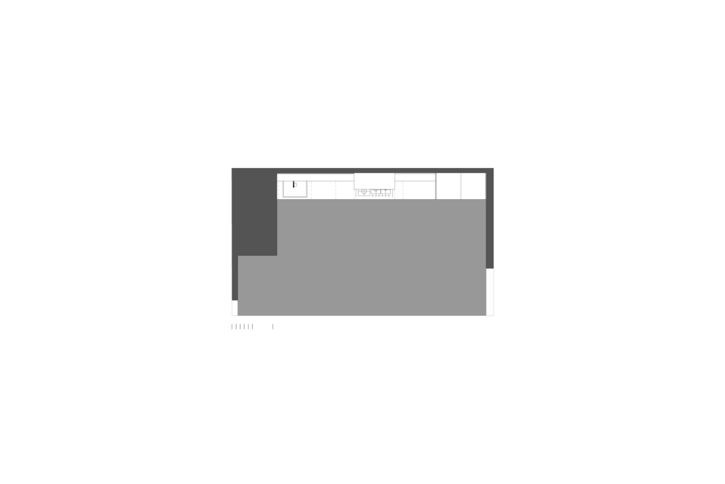Floor plan of custom cashmere kitchen designed by Vitelier at Edificio Josefa in Colonia Juárez, Mexico City.