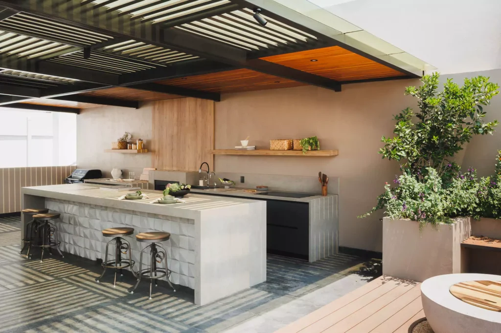 Outdoor kitchen design by Vitelier at Flamencos 68, Colonia San José Insurgentes, Mexico City.
