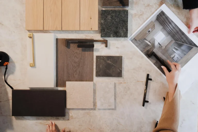 Selección de muestras de materiales para cocina