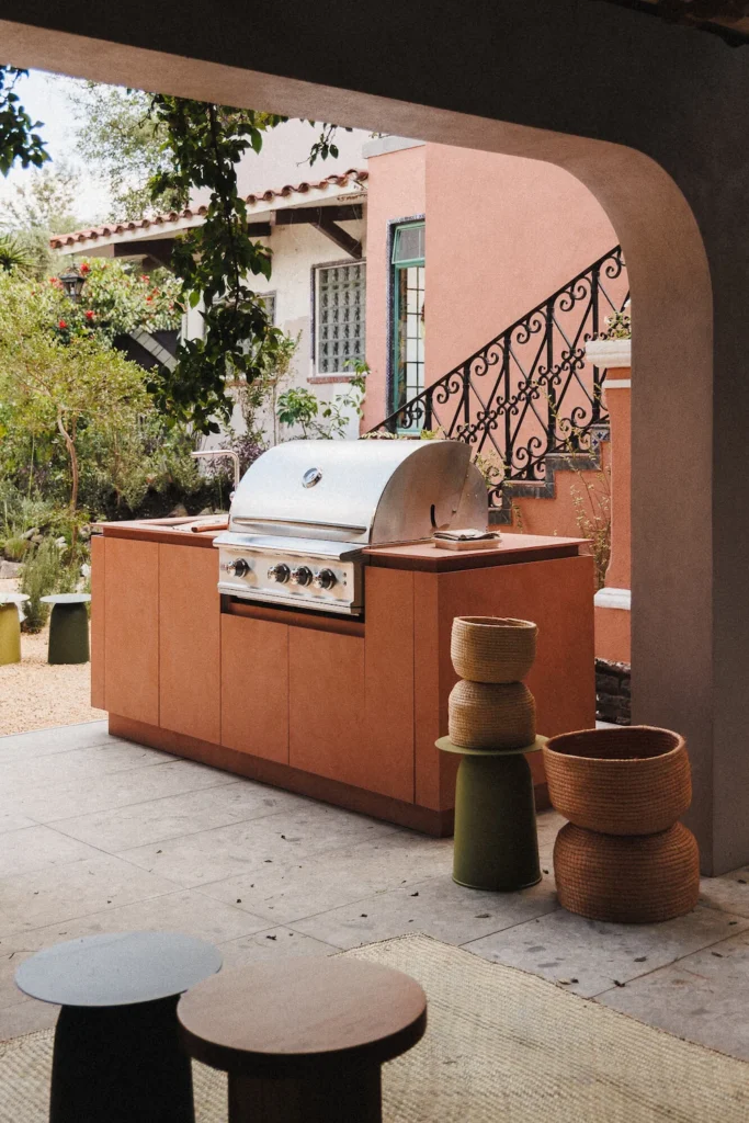 Outdoor kitchen with Dekton Umbra sintered stone countertop designed by Vitelier for Design House 2025, Design Week México